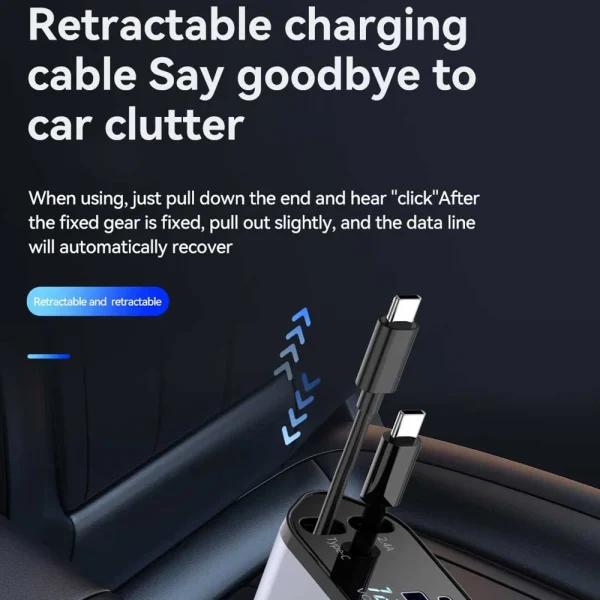 Chargeur voiture rétractable 4 en 1