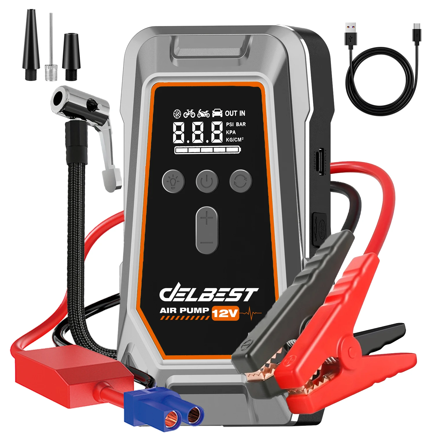 booster-batterie-16000mah-compresseur-150-psi-1 Booster de batterie 16000 mAh avec compresseur 150 PSI