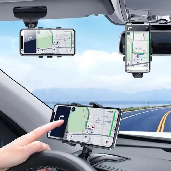 Support téléphone voiture à bras flexible 360° avec plaque de stationnement