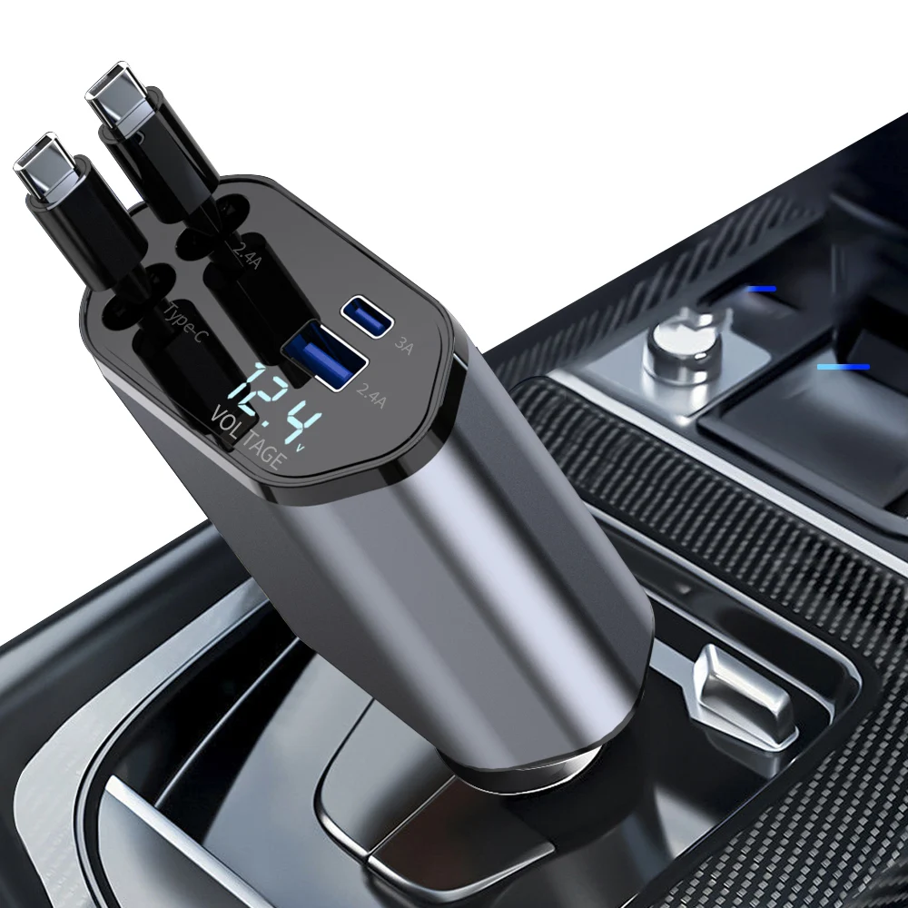 Chargeur voiture rétractable 4 en 1