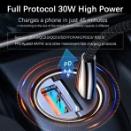 Chargeur allume-cigare USB-C 30W charge rapide PD + USB QC