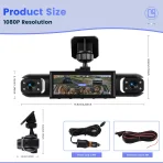 Dashcam 4 caméras 1080P à écran tactile 3,16"