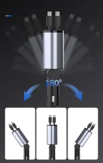 Chargeur voiture rétractable 4 en 1