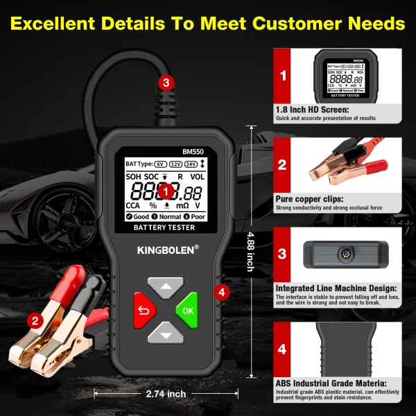 Testeur de batterie voiture Kingbolen BM550