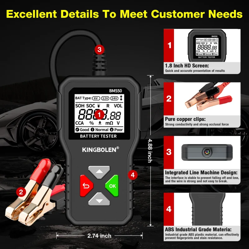 Testeur de batterie voiture Kingbolen BM550