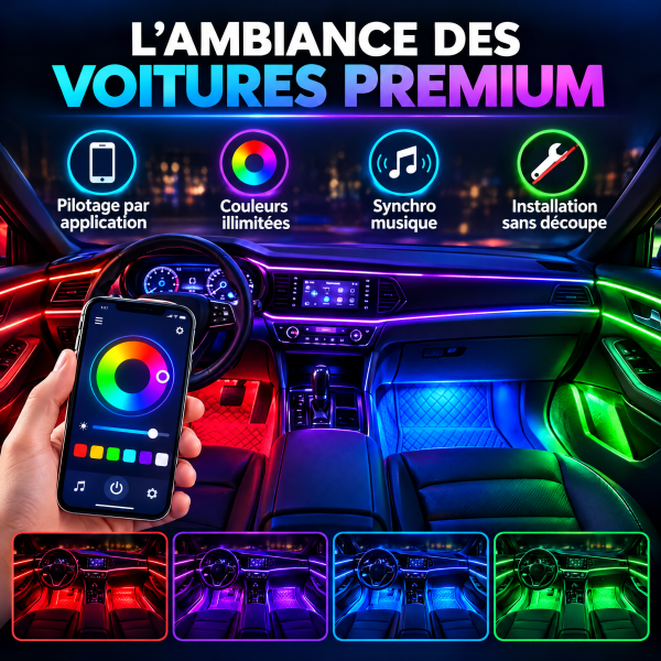 Kit LED d’ambiance intérieure à fibre optique